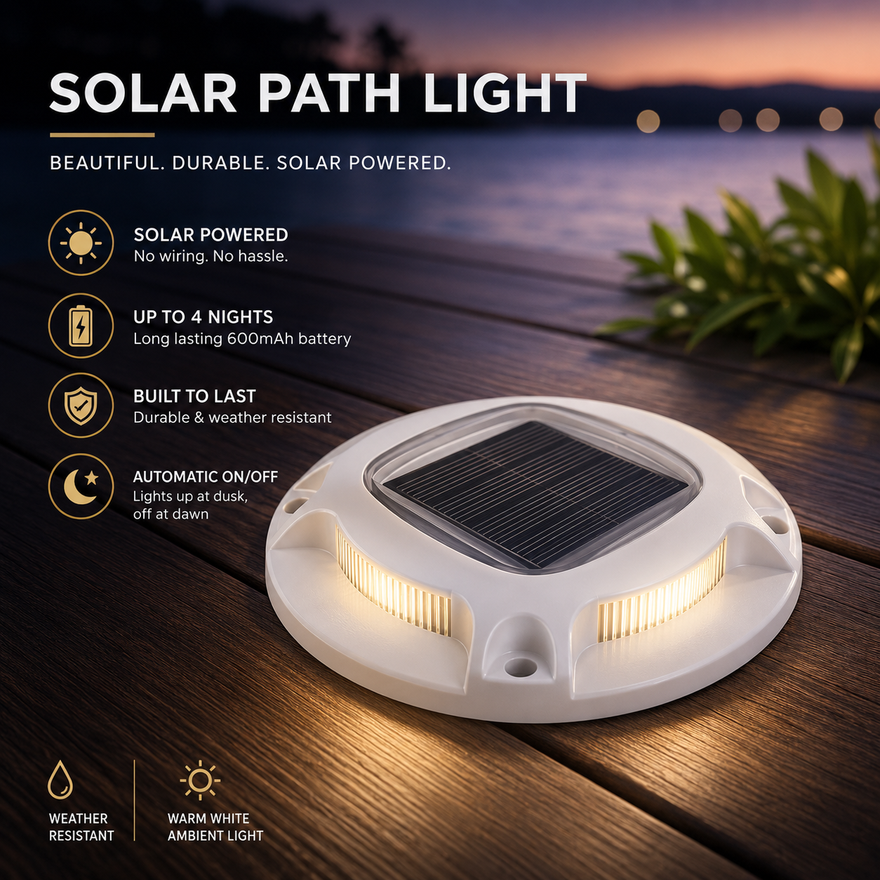 Solar Path Light — Driveway, Deck & Stair